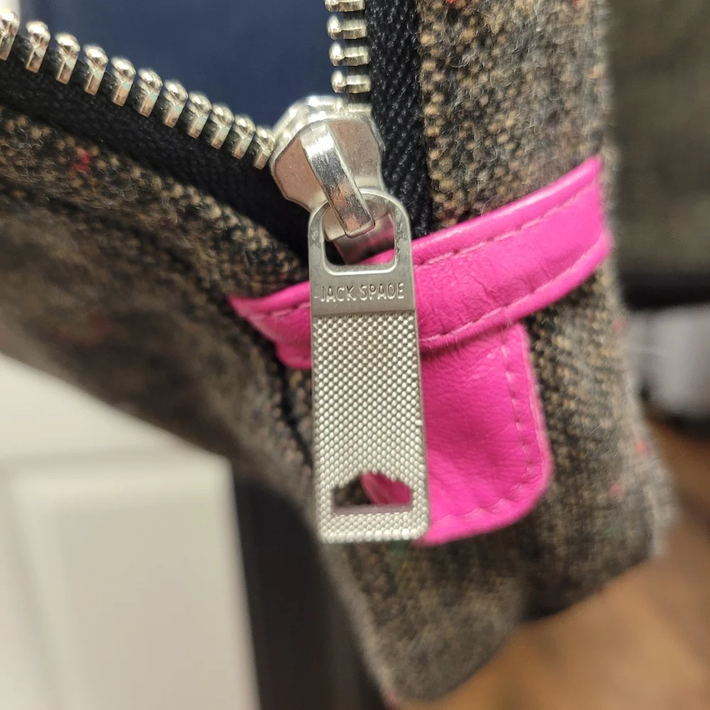 Jack Spade Tweed Bag with Pink Leather Highlights